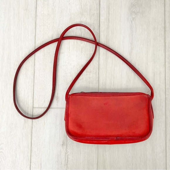 Rare Vintage Coach Small Zippered Pouch Crossbody Bag | Red w/ Talon Zipper 9655 - Picture 1 of 7